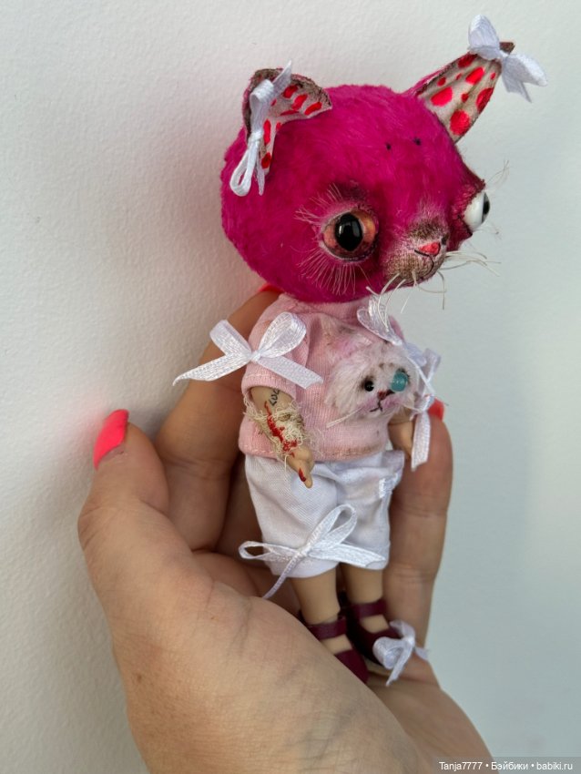 Розовая кошка — Авторские мишки Тедди и друзья: фото (фото 2)