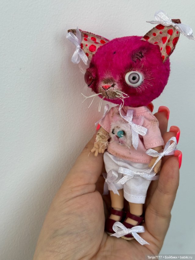 Розовая кошка — Авторские мишки Тедди и друзья: фото