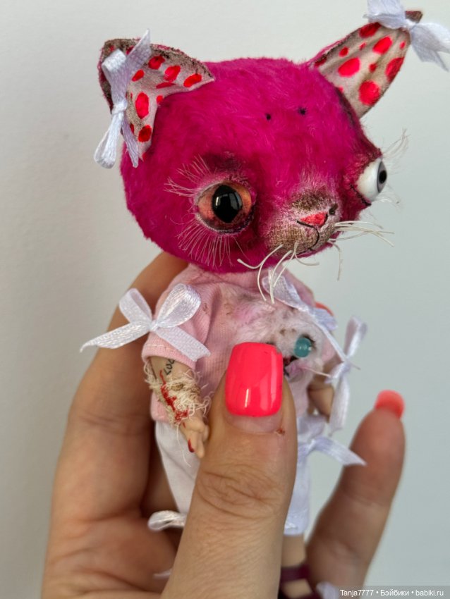 Розовая кошка — Авторские мишки Тедди и друзья: фото (фото 3)