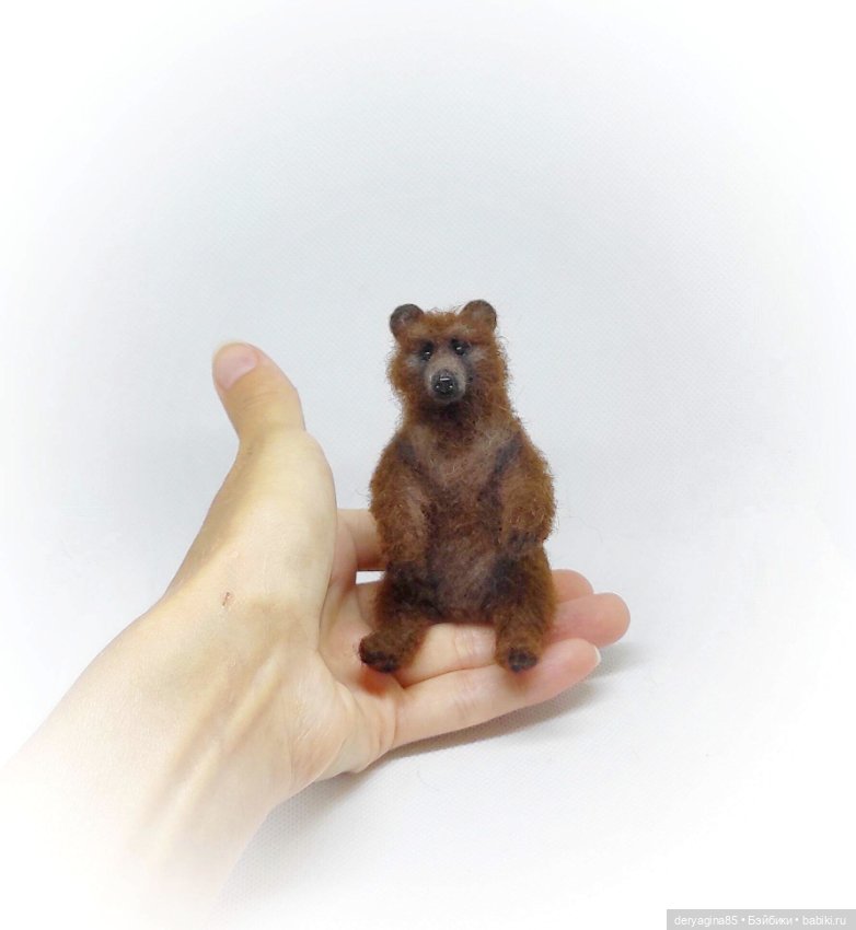 Мишка — Валяные игрушки из шерсти: сухое валяние