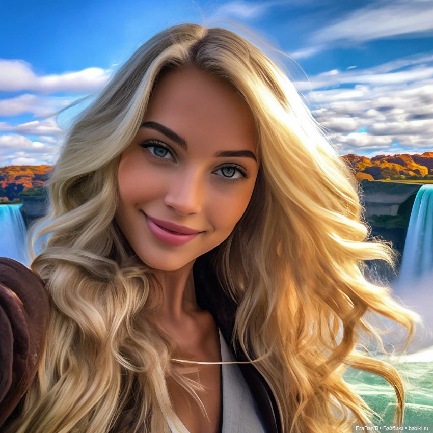 Девушка у водопада 🌊 — Рисование и арт: скетчи