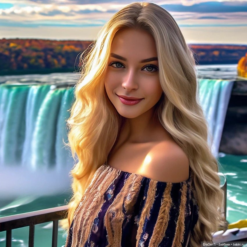 Девушка у водопада 🌊 — Рисование и арт: скетчи