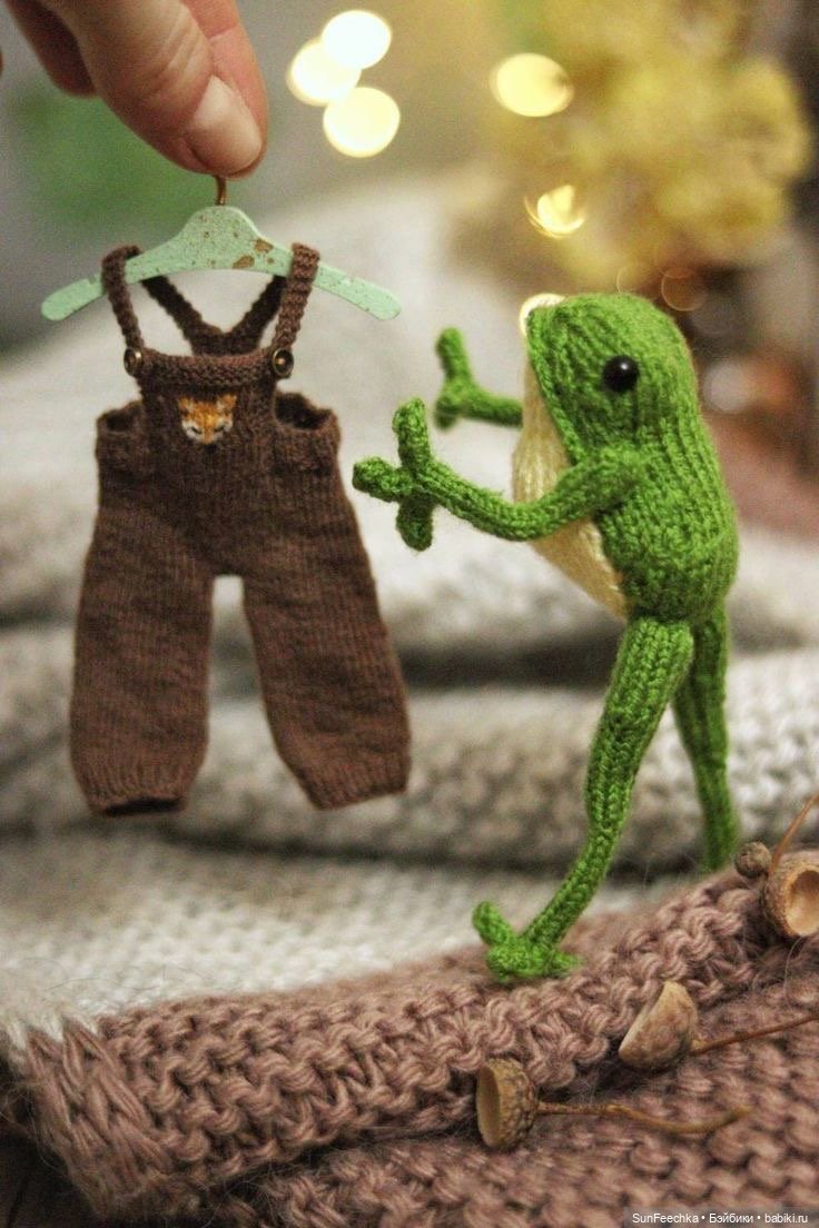 Один день из жизни вязаной лягушки 🐸