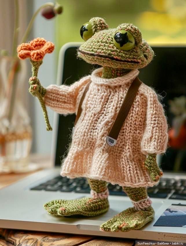 Один день из жизни вязаной лягушки 🐸