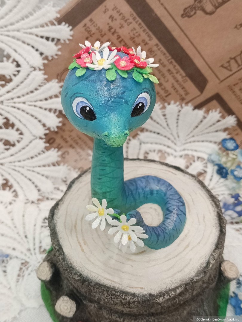 Змейка на пне — Лепка авторских игрушек и папье (фото 10)