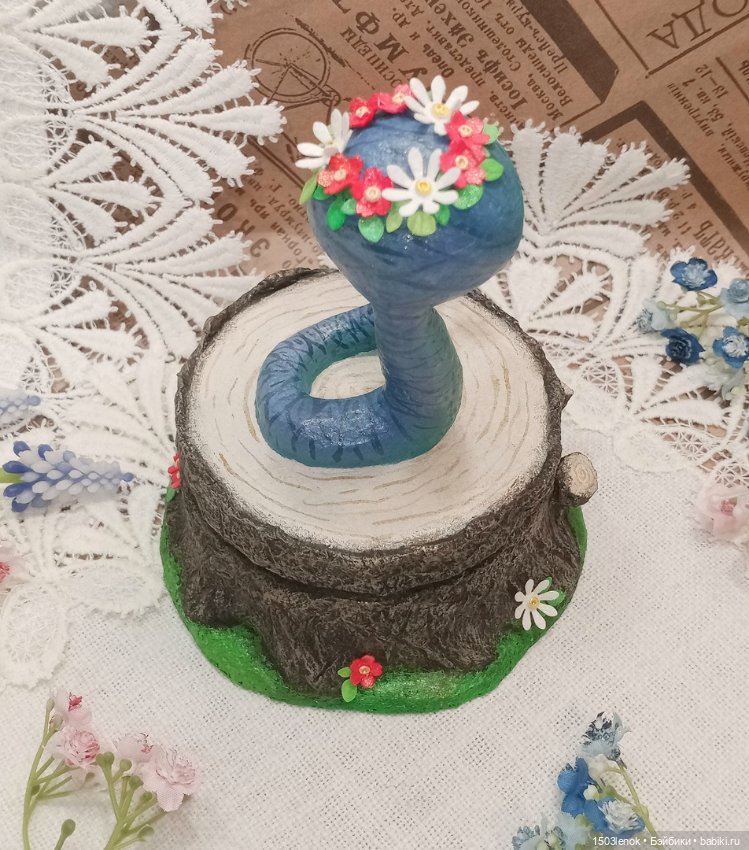 Змейка на пне — Лепка авторских игрушек и папье (фото 6)