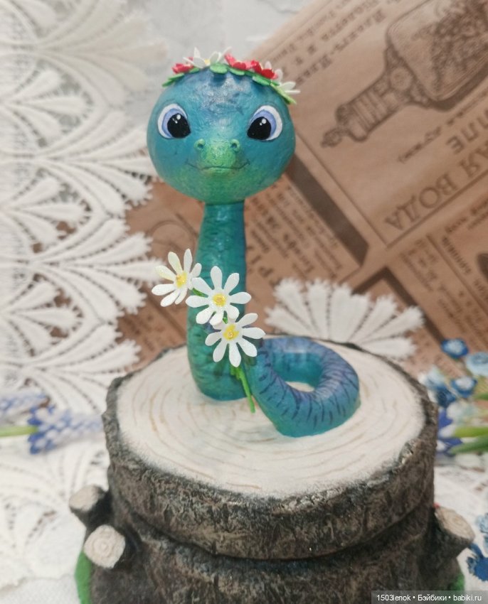 Змейка на пне — Лепка авторских игрушек и папье