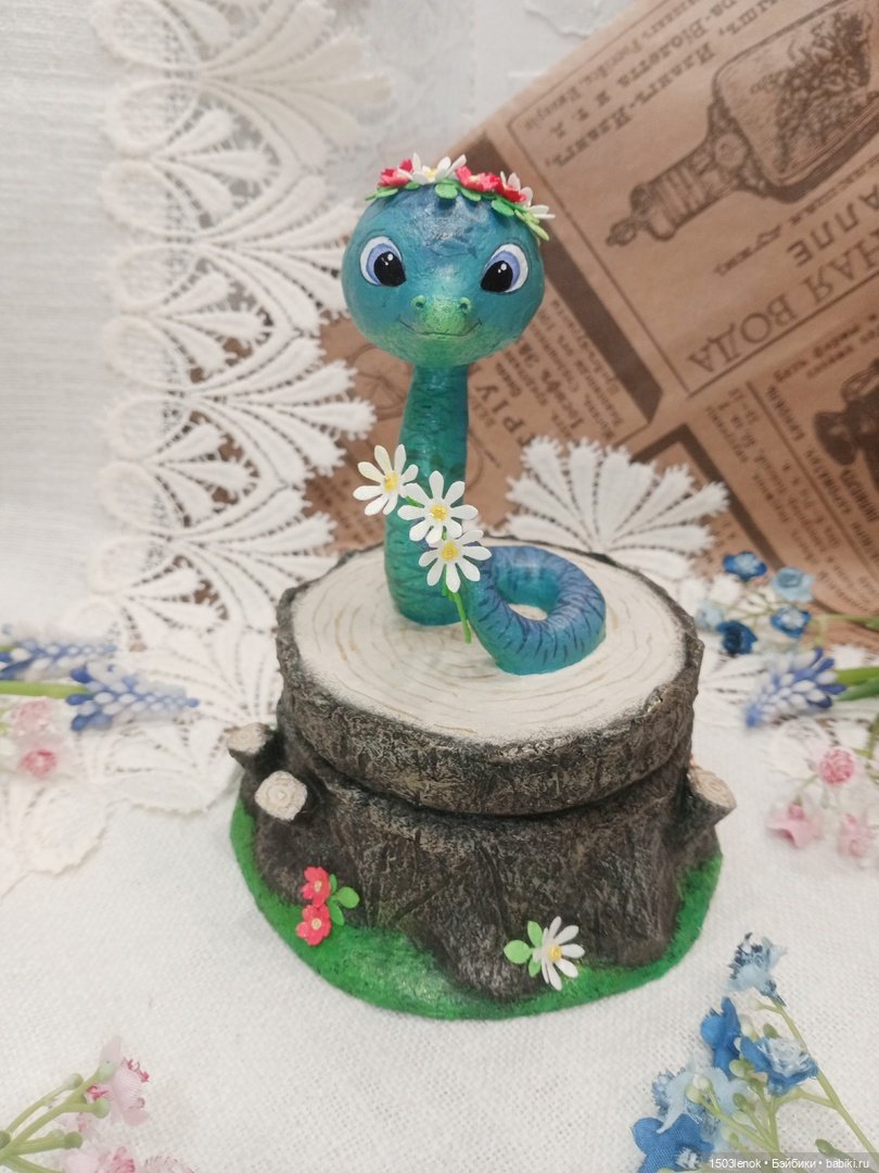 Змейка на пне — Лепка авторских игрушек и папье