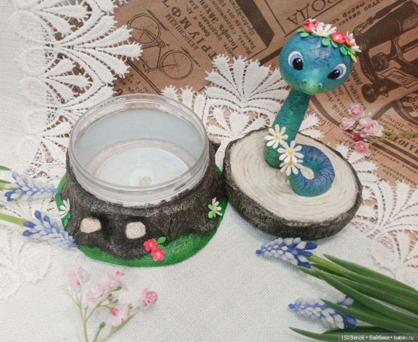 Змейка на пне — Лепка авторских игрушек и папье