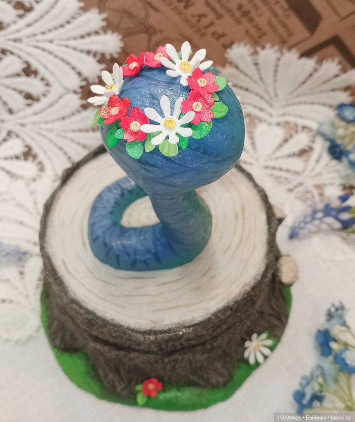 Змейка на пне — Лепка авторских игрушек и папье (фото 8)