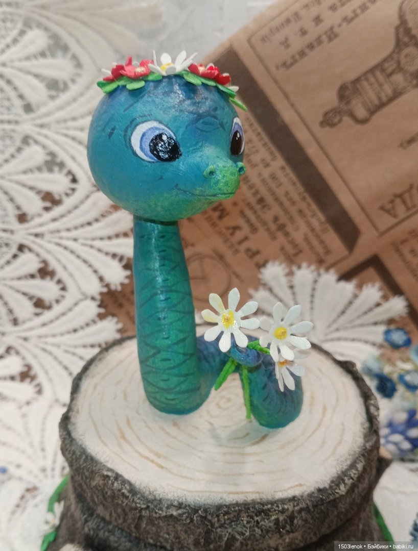 Змейка на пне — Лепка авторских игрушек и папье