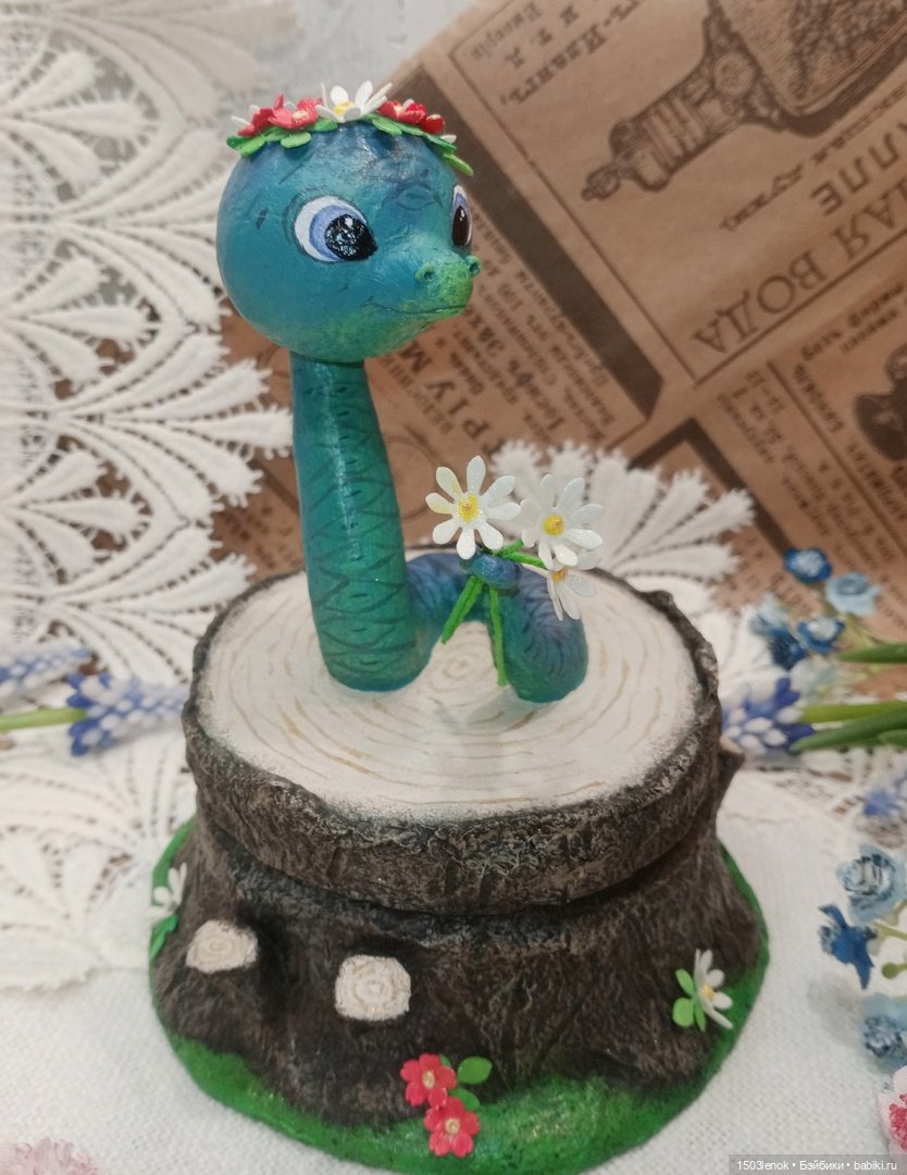 Змейка на пне — Лепка авторских игрушек и папье