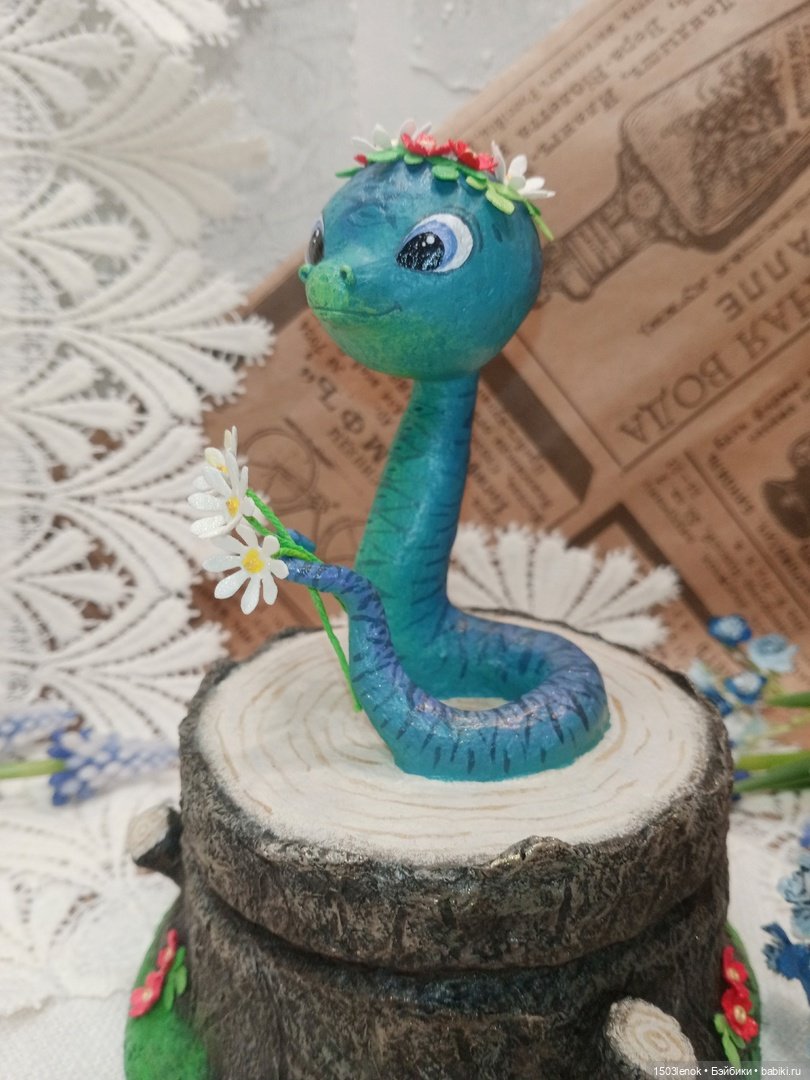 Змейка на пне — Лепка авторских игрушек и папье