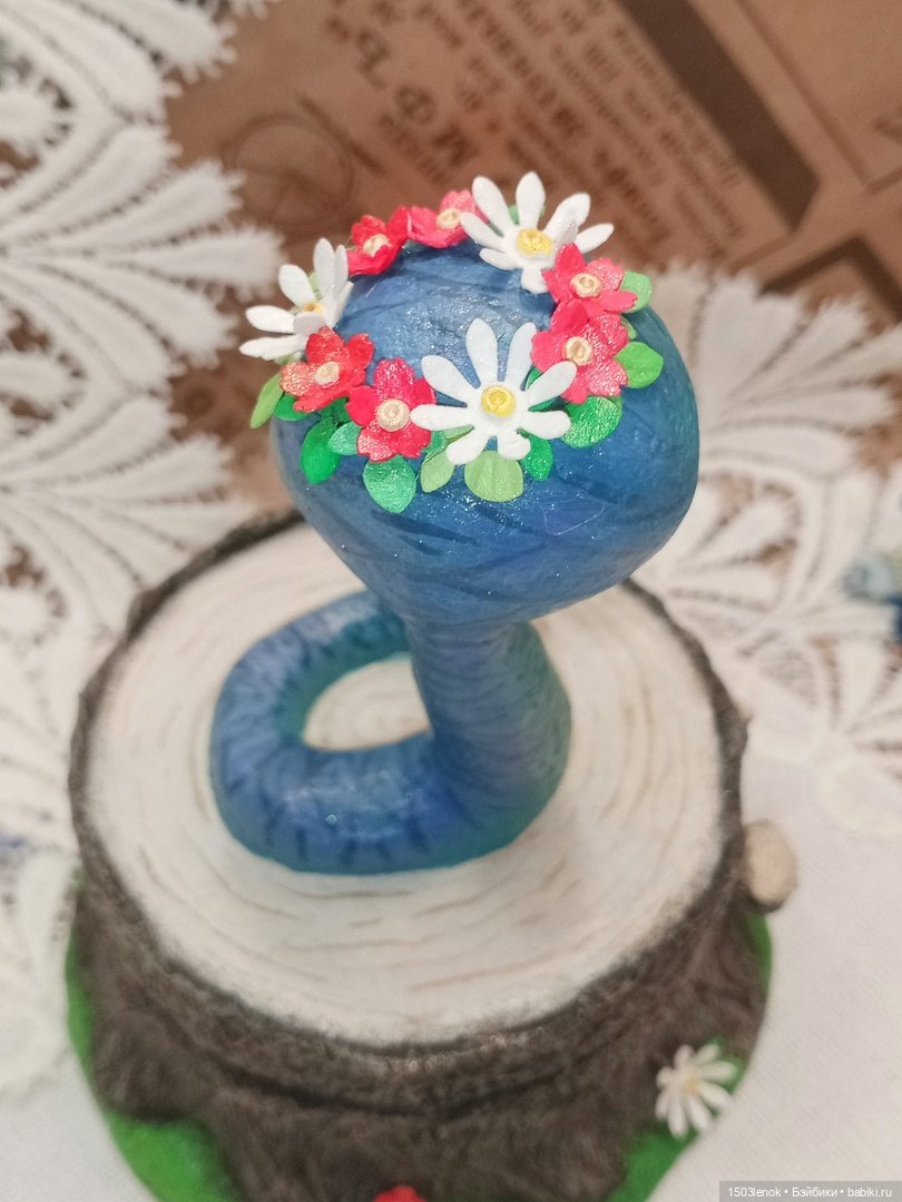 Змейка на пне — Лепка авторских игрушек и папье (фото 7)