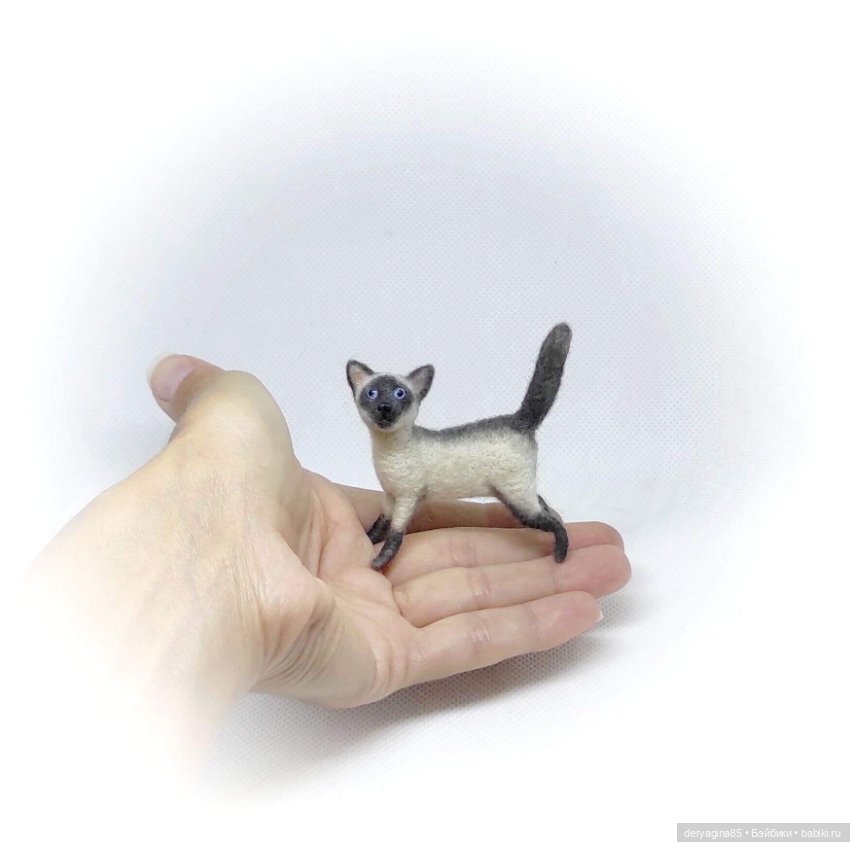 Сиамский котик — Валяные игрушки из шерсти: сухое валяние (фото 3)