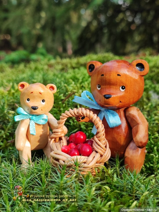 Мишки в лесу🐻🌲 — Авторские игрушки из дерева: резьба