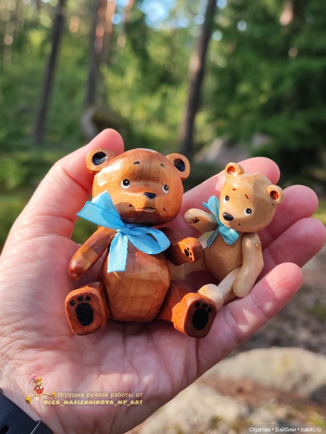 Мишки в лесу🐻🌲 — Авторские игрушки из дерева: резьба (фото 5)