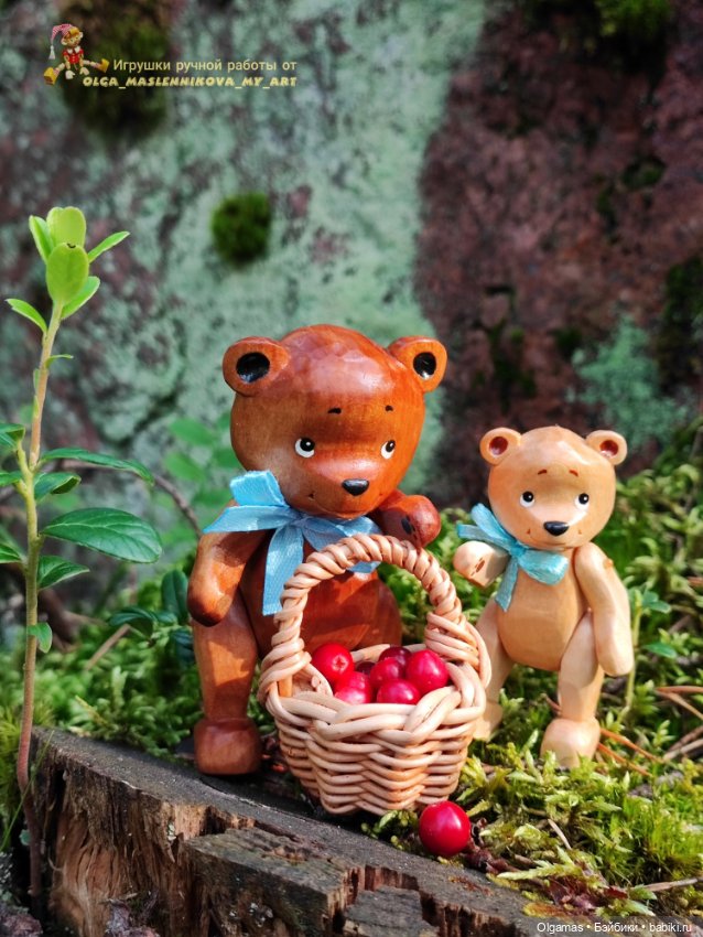 Мишки в лесу🐻🌲 — Авторские игрушки из дерева: резьба (фото 4)