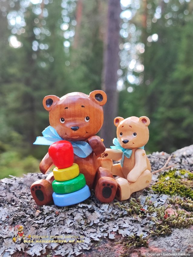 Мишки в лесу🐻🌲 — Авторские игрушки из дерева: резьба