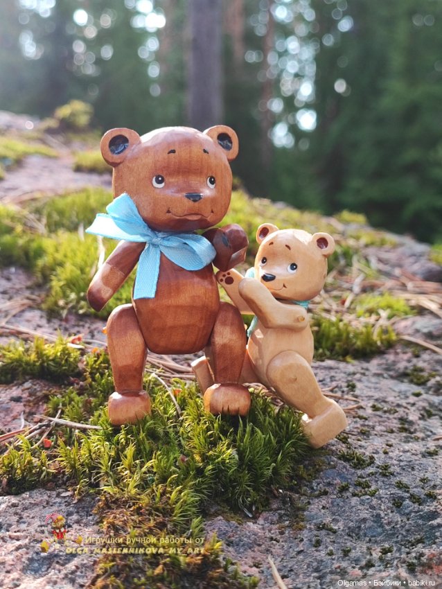 Мишки в лесу🐻🌲 — Авторские игрушки из дерева: резьба (фото 8)