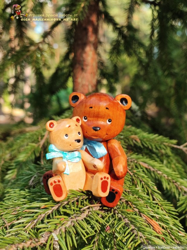 Мишки в лесу🐻🌲 — Авторские игрушки из дерева: резьба (фото 3)