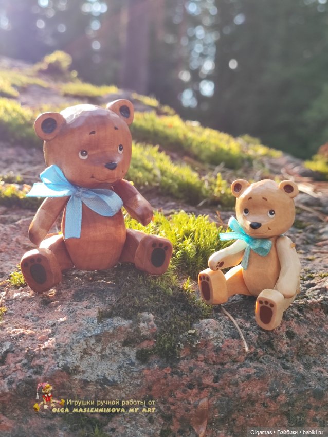 Мишки в лесу🐻🌲 — Авторские игрушки из дерева: резьба (фото 7)