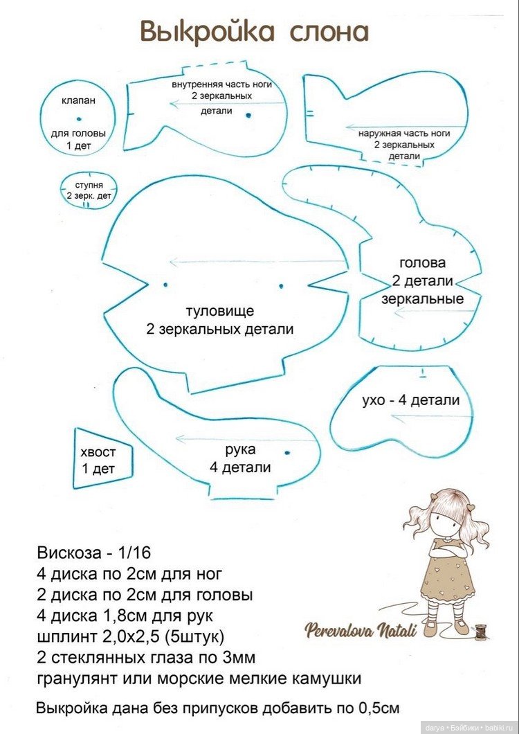 Тедди слон с выкройкой , автор Натали Перевалова (фото 3)