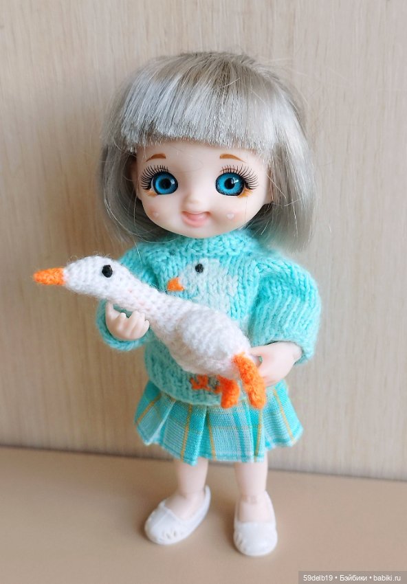 Гусь-Обнимусь - микроигрушка для кукол ростом 14-16 см