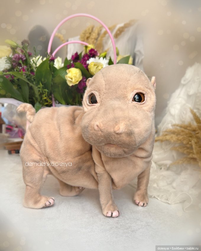 Бегемотик Офелия 🍃✨ — Авторские игрушки из разных материалов: синельная проволока (фото 4)