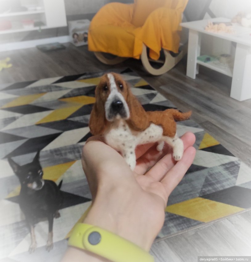 Бассет хаунд — Валяные игрушки из шерсти: сухое валяние (фото 2)