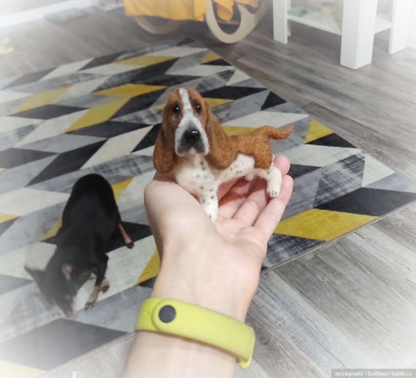 Бассет хаунд — Валяные игрушки из шерсти: сухое валяние