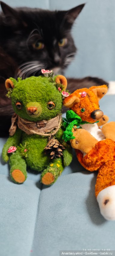 Зелёный мишка — Авторские мишки Тедди и друзья: фото (фото 3)