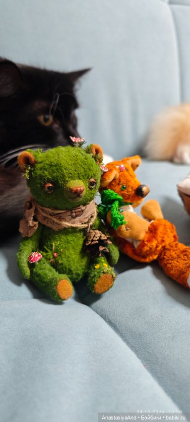 Зелёный мишка — Авторские мишки Тедди и друзья: фото (фото 5)