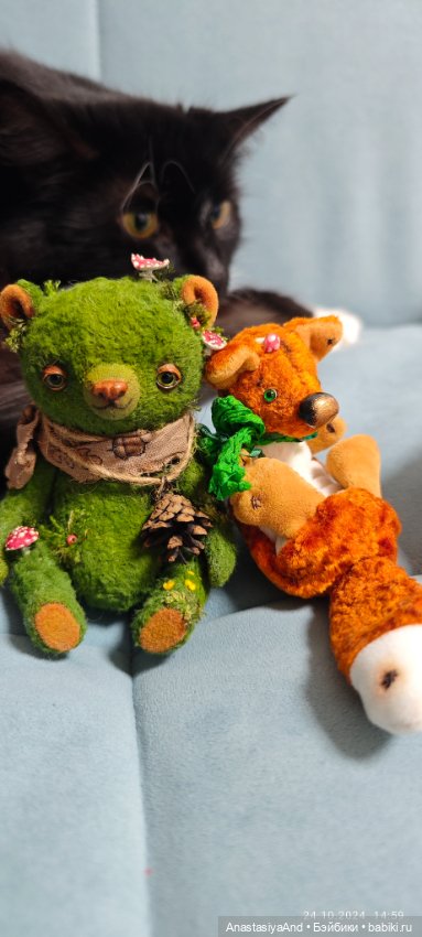 Зелёный мишка — Авторские мишки Тедди и друзья: фото (фото 6)