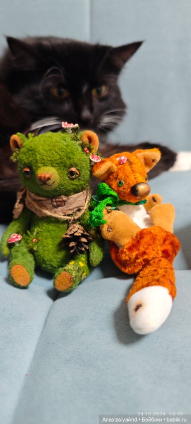 Зелёный мишка — Авторские мишки Тедди и друзья: фото (фото 4)