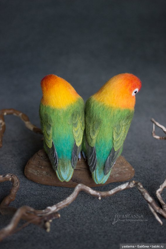 Неразлучники — Валяные игрушки из шерсти: сухое валяние