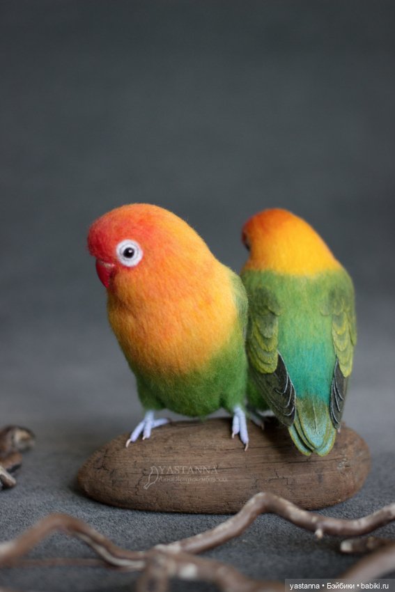 Неразлучники — Валяные игрушки из шерсти: сухое валяние