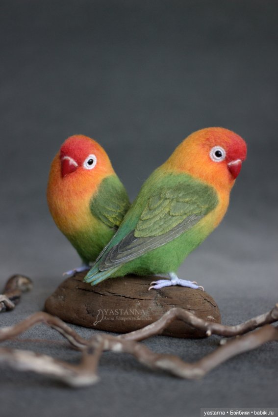 Неразлучники — Валяные игрушки из шерсти: сухое валяние