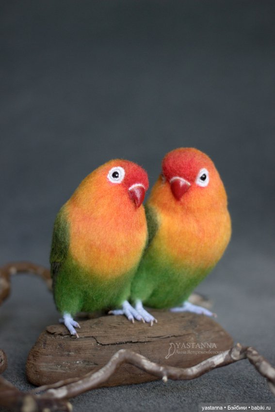 Неразлучники — Валяные игрушки из шерсти: сухое валяние