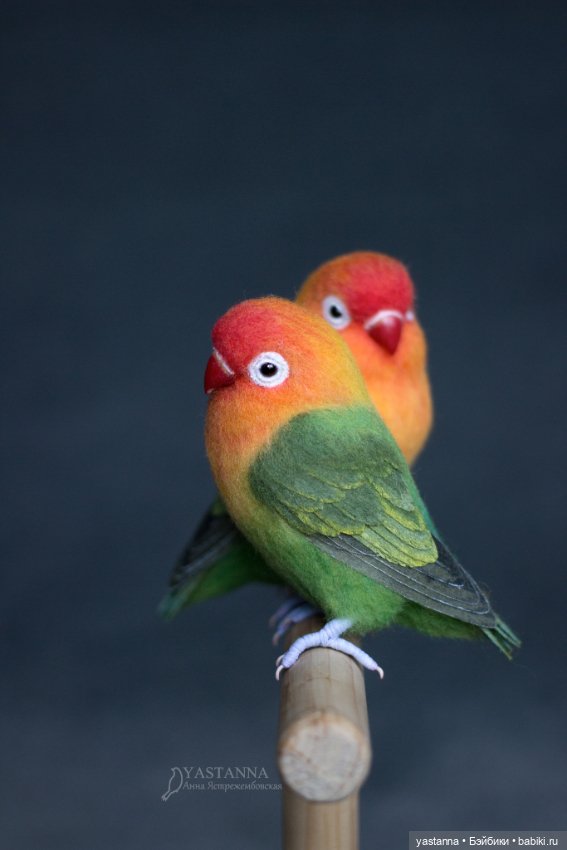 Неразлучники — Валяные игрушки из шерсти: сухое валяние