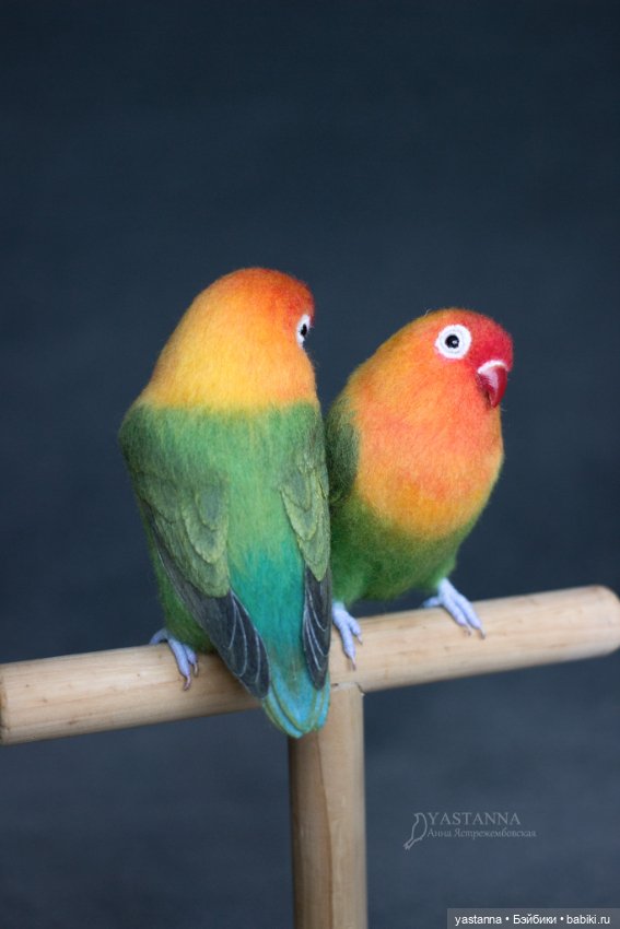 Неразлучники — Валяные игрушки из шерсти: сухое валяние