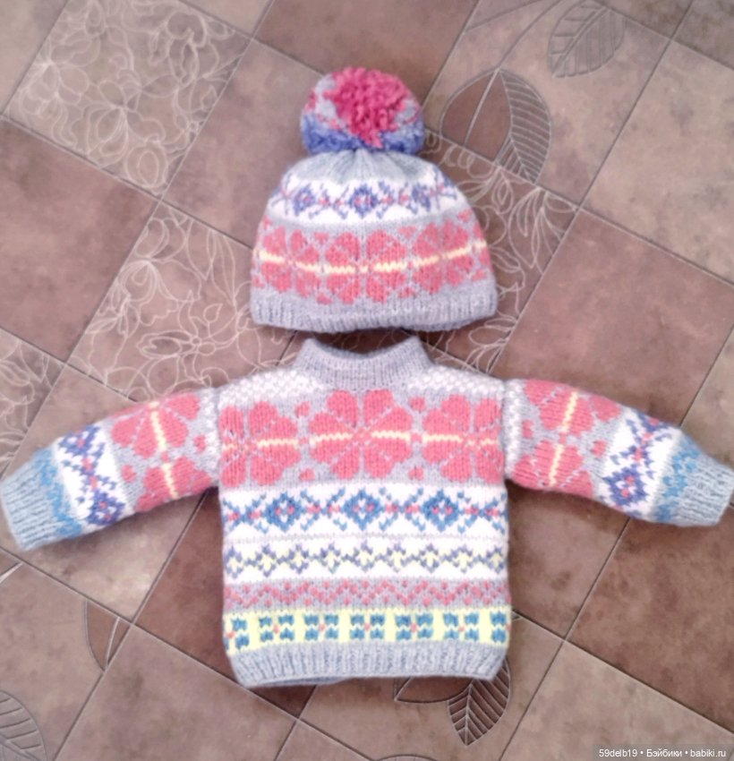 Осенне-зимний вязаный комплект с жаккардом для готц 50 см (фото 4)