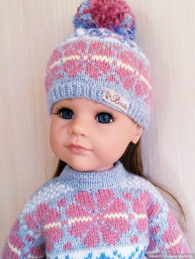 Осенне-зимний вязаный комплект с жаккардом для готц 50 см (фото 8)