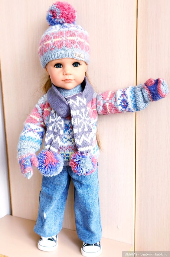 Рукавички и шарфик для куклы готц (фото 7)