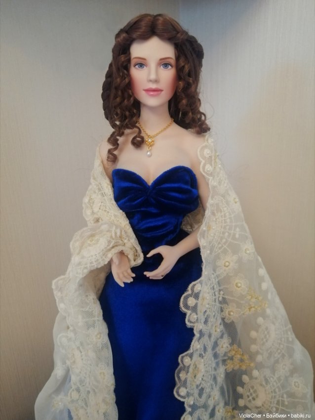 Дама в синем — Фарфоровые куклы Franklin Mint (Франклин Минт): портретные