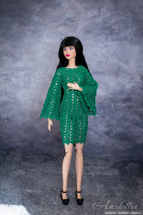 Изумрудное платье — Одежда и обувь для кукол своими руками: фото