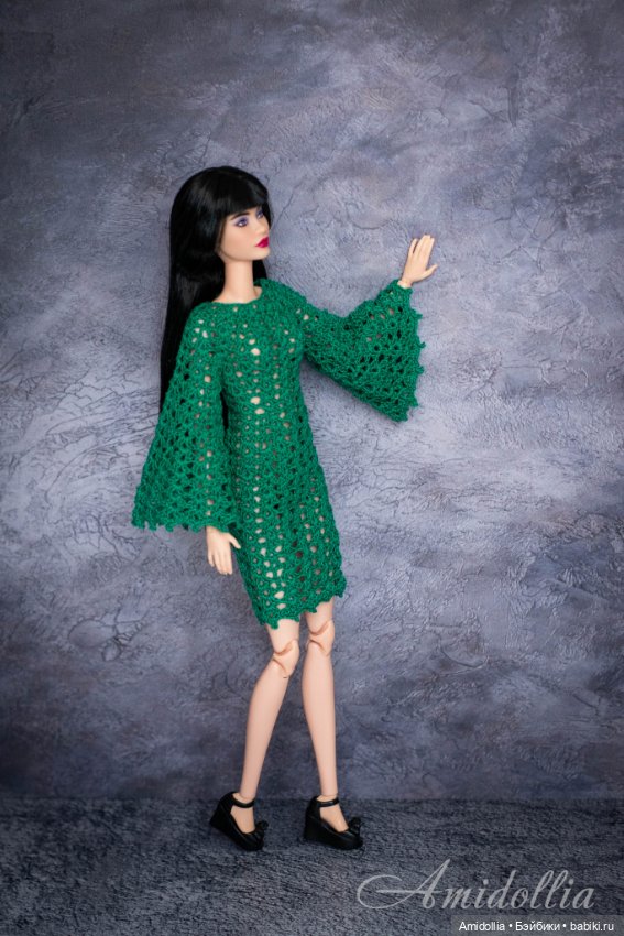 Изумрудное платье — Одежда и обувь для кукол своими руками: фото (фото 8)
