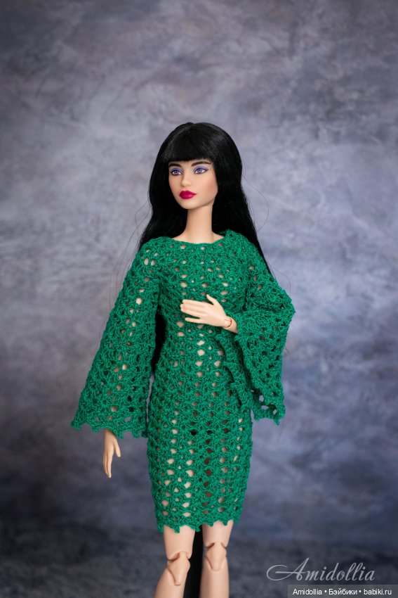 Изумрудное платье — Одежда и обувь для кукол своими руками: фото (фото 4)