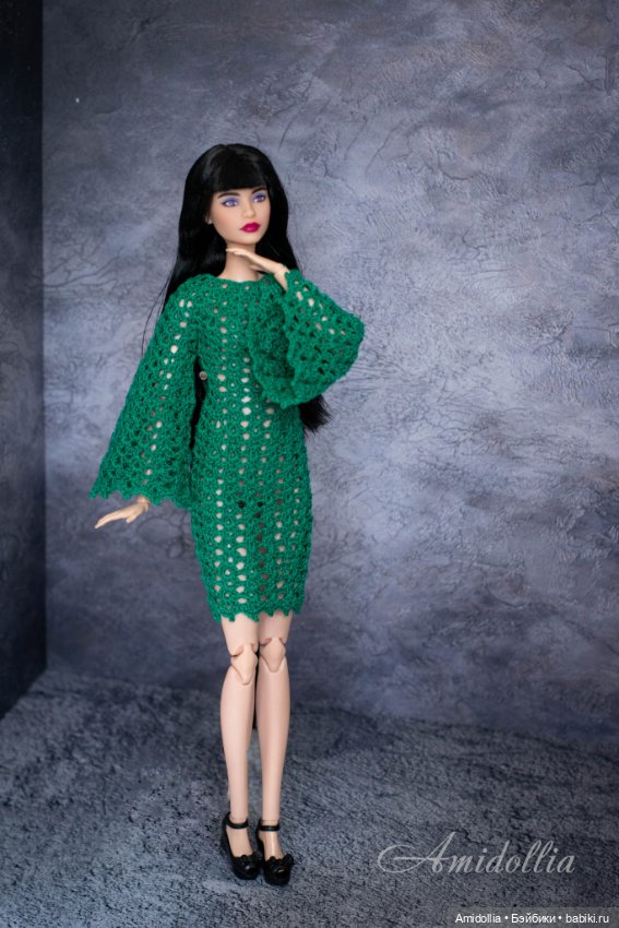 Изумрудное платье — Одежда и обувь для кукол своими руками: фото (фото 3)