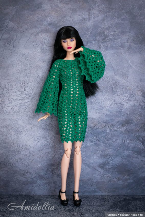 Изумрудное платье — Одежда и обувь для кукол своими руками: фото (фото 7)